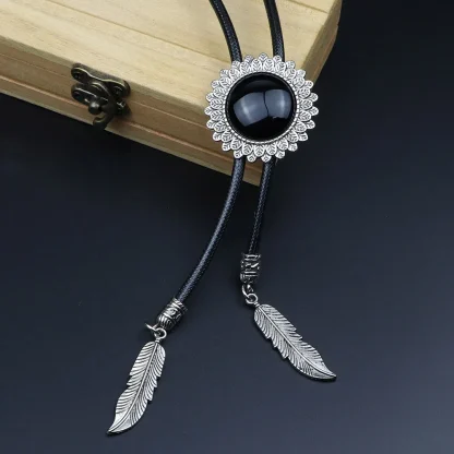 Round Bolo Tie with Petal Edges Design