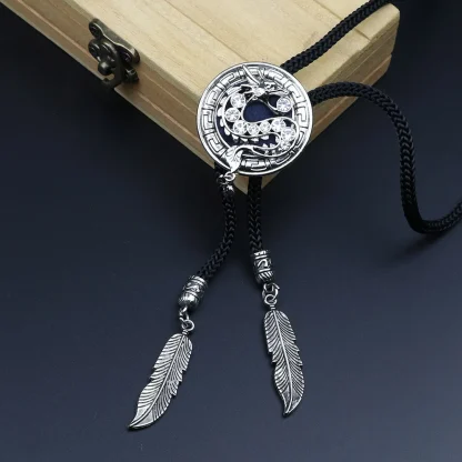 Round Bolo Tie with Petal Edges Design - Image 2