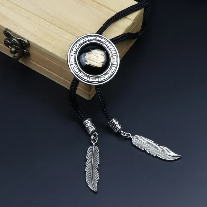 Round Bolo Tie with Petal Edges Design - Image 4