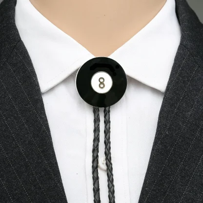 Bolo Tie with Eight Ball Pool Pendant - Image 4