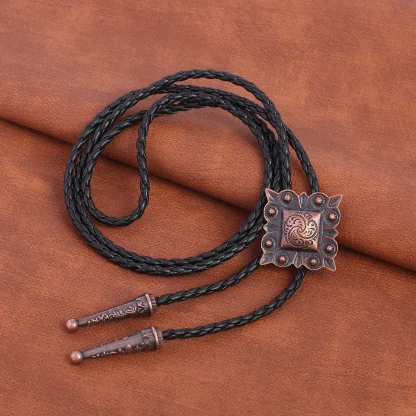 Retro Western Tie with Square Pendant - Image 7