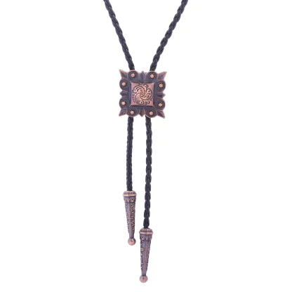 Retro Western Tie with Square Pendant