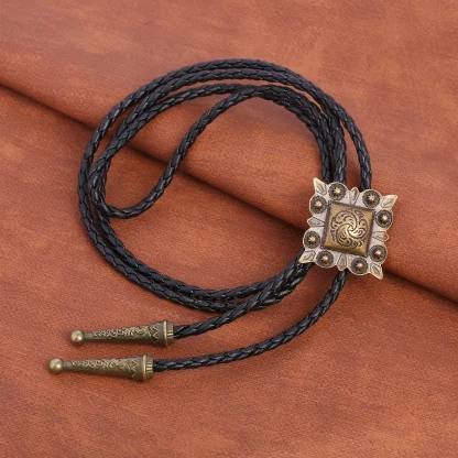 Retro Western Tie with Square Pendant - Image 5