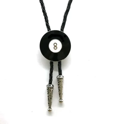 Bolo Tie with Eight Ball Pool Pendant