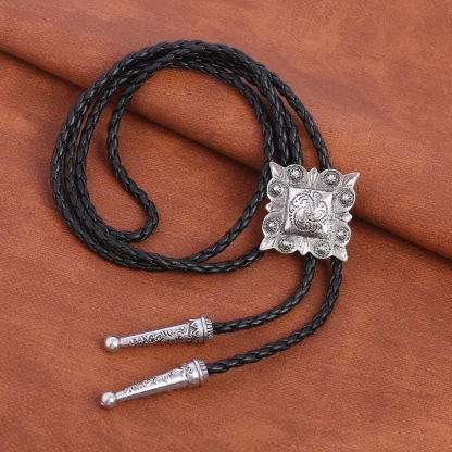 Retro Western Tie with Square Pendant - Image 6